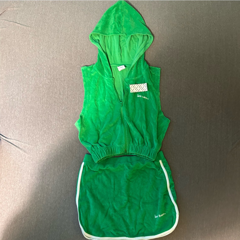 Urban Outfitters Green Terry Cloth Set/Top-Small/Skirt-Medium